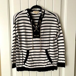 Blue/white Hooded Knit Sweater, Michael Kors